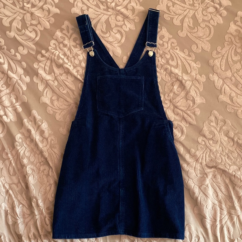 ZARA dark blue Cordaroy pinafore romper overall dress